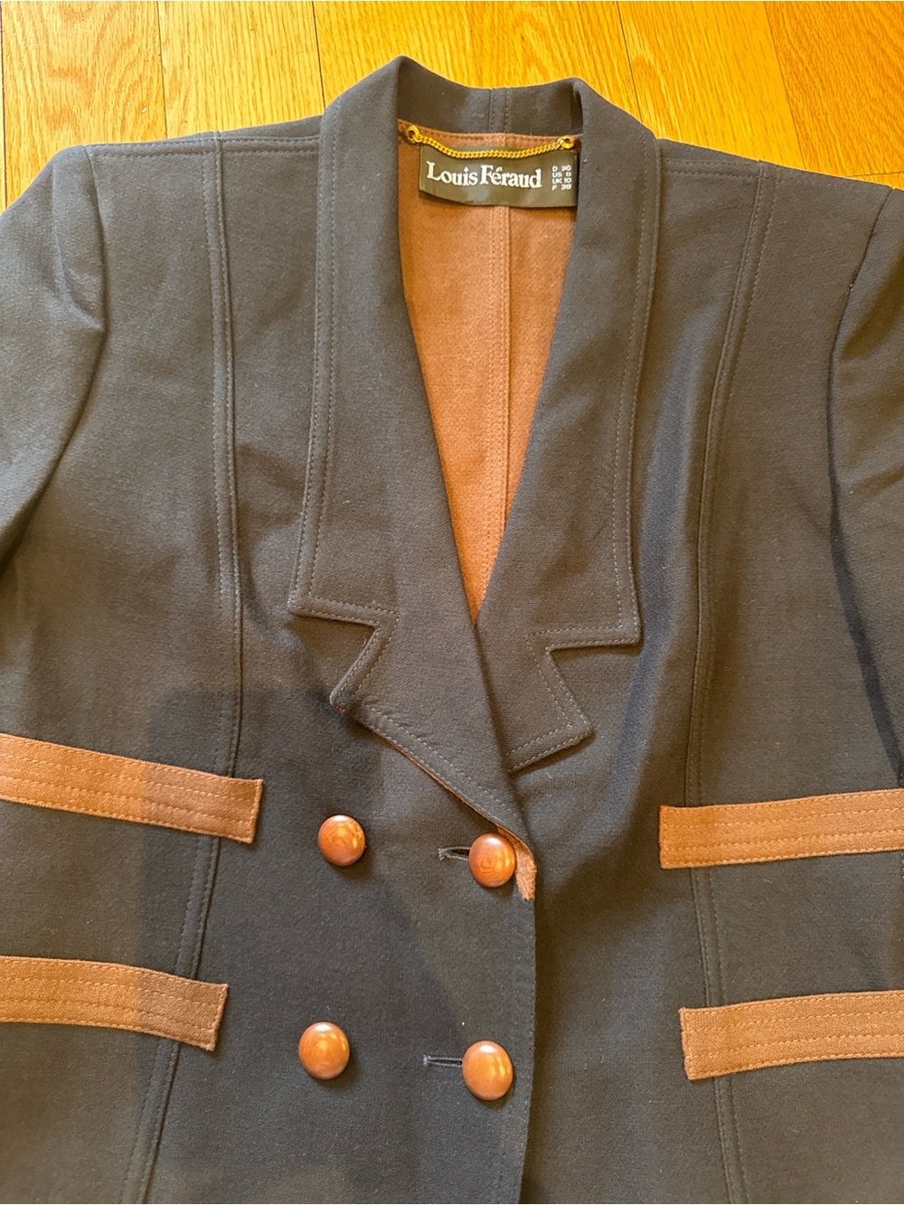 vintage Louis feraud navy and brown blazer - Picture 6 of 8